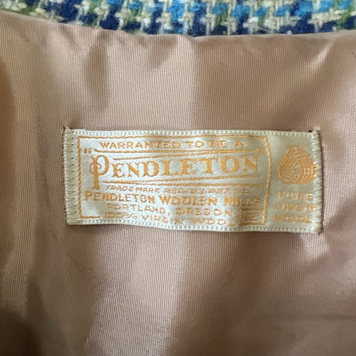 Vintage Pendleton 70s Womens Green Houndstooth Dress Coat Jacket Coat Sz 12 - Picture 12 of 12