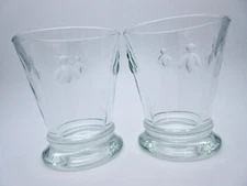 2X Vintage • La Rochere 4” Bee Tumbler Glasses • Paris, France Clear - Very Nice