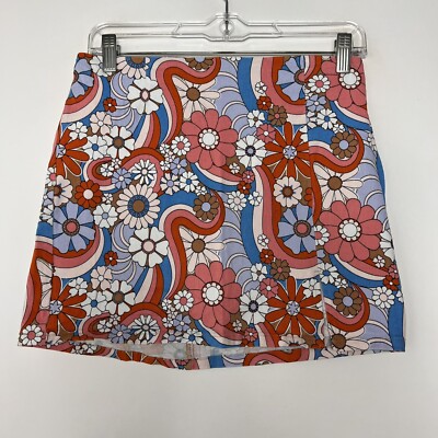 Art Class Skirt Youth Girls XL 14/16 Above Knee Mini Floral Side Slit Retro