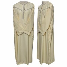Cream Boys Kids Emirati Omani Long Sleeves Thobe Jubba