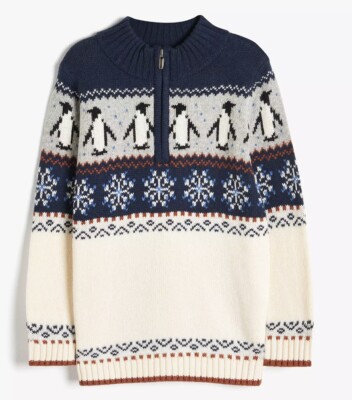 John Lewis Boys Penguin Half Zip Knitted Jumper *BNWT* UK