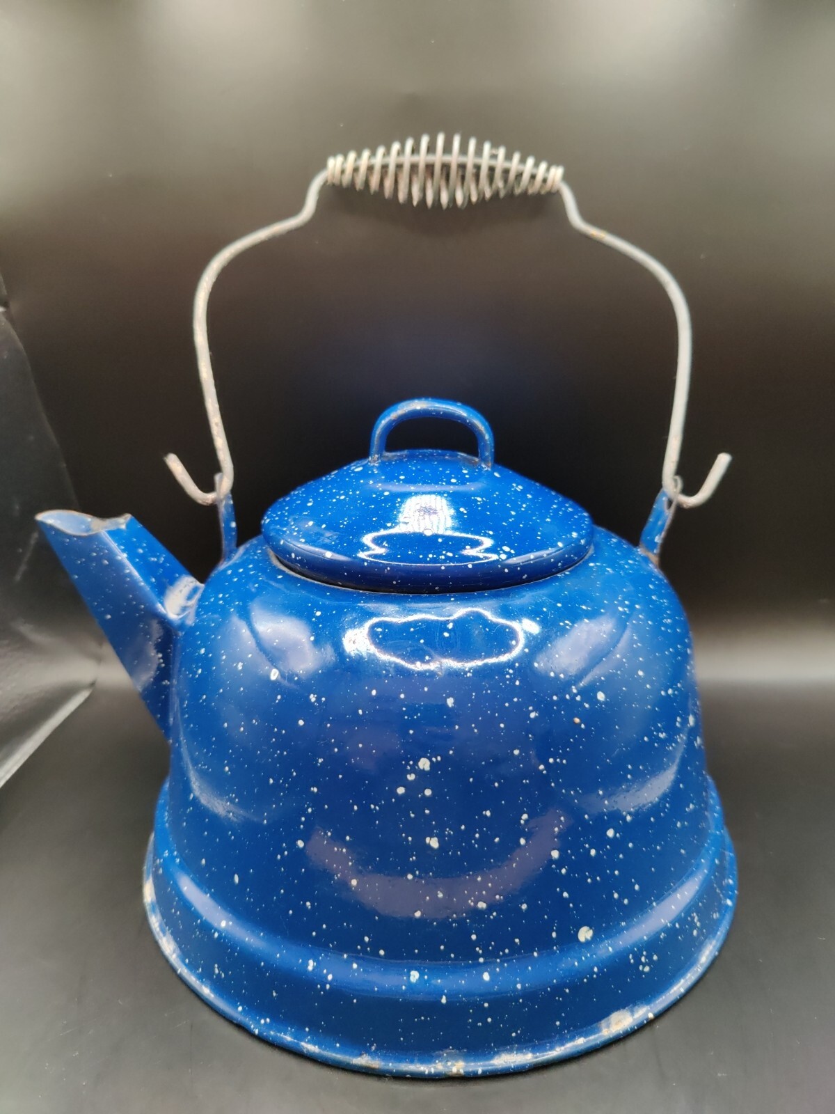 Graniteware Tea Kettle, Blue Speckled Kettle, Blue Speckled Enamel, Rustic... eBay