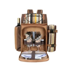 Hap Tim Picnic Basket Backpack for 2 Person with 2 Insulated Cooler Compartme...