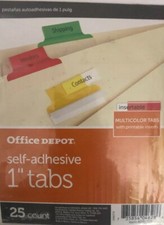 Office Depot Brand 1" Self-Adhesive Tabs With Printable Inserts, 25-Pk