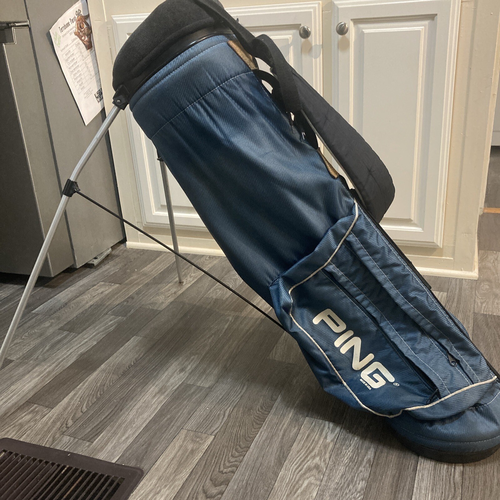 Vintage Ping Ozzi Hoofer Stand Carry Golf Bag Dark Blue Black 4 Way