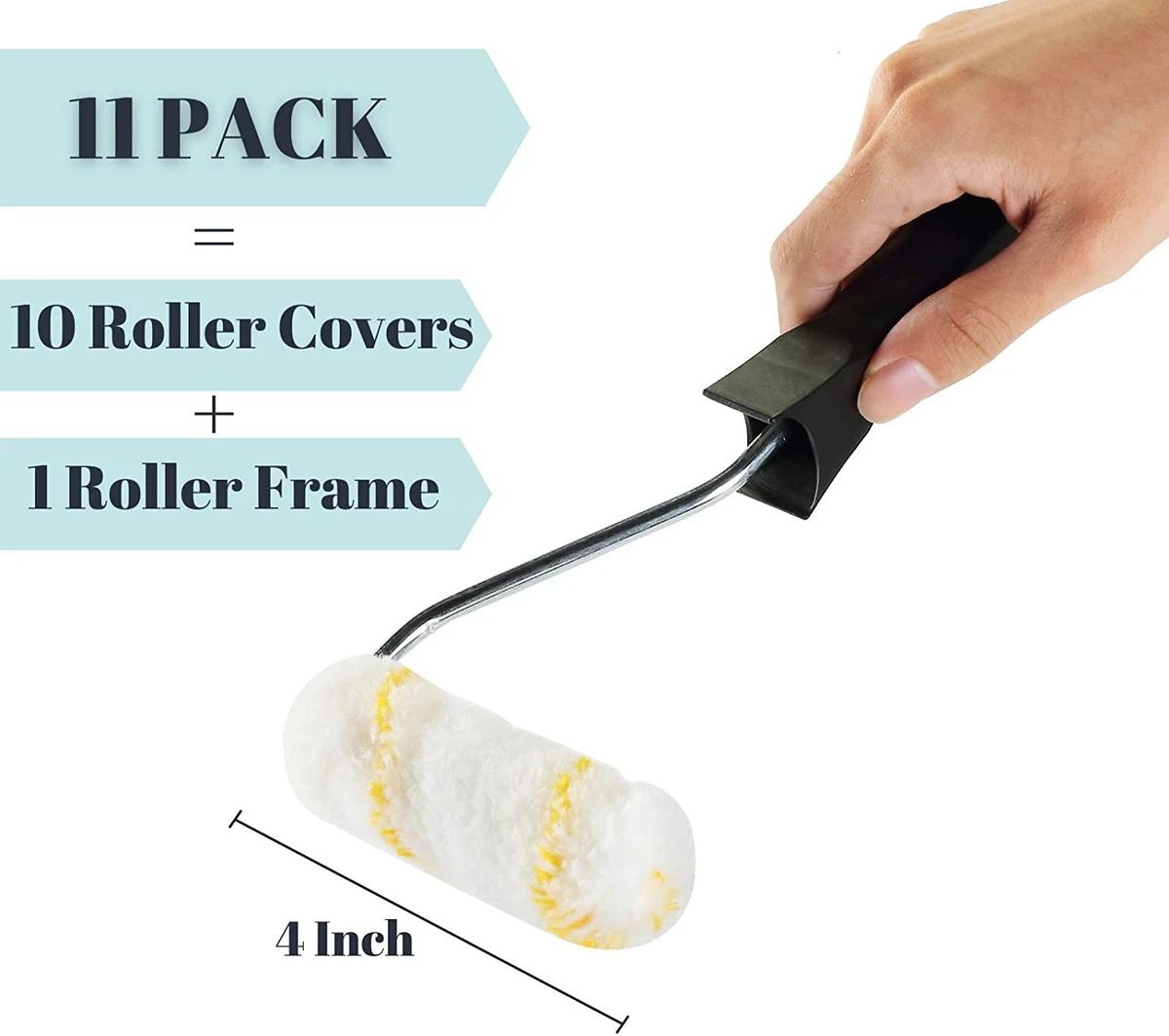 Bates- Paint Rollers 4 inch Paint Roller with 10 Covers Small Paint Roller Paint Rollers for Painting Walls Mini Rollers for Painting Paint