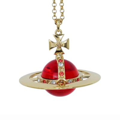 Vivienne Westwood Giant Orb Necklace Gold Red Limited to 40