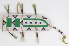 Sioux Tribe Native American Indian Beaded Knife Sheath Suede Leather Cover