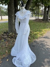 Bridallure Alfred Angelo Vintage 80  s Lace Victorian Wedding Dress White Sz 10