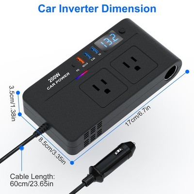 1Pc 200W 12V Car Inverter DC12V To AC110V Vehicle Power Converter With 2 110V AC