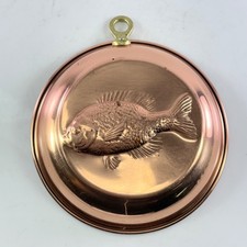Molde de gelatina para colgar en la pared de peces de cobre macizo vintage forrado con pátina de 6,25"
