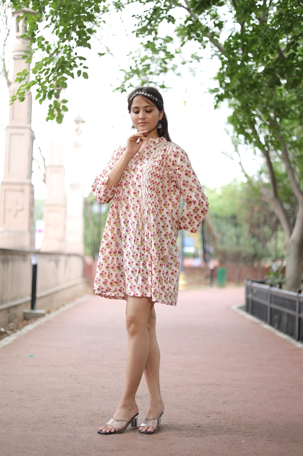 Indian handmade cotton short dress summer wear stylish Flory dress bride gift.