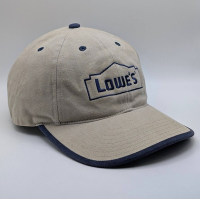 #ad Vintage Lowe#x27;s Nike Golf Hat Employee Cap Strap Back Beige Blue VTG Y2K Hardware $34.99