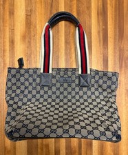 Gucci GG Tote Bag Canvas And Leather Brown Authentic