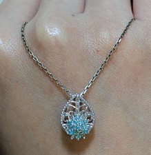 K18WG, Paraiba tourmaline 0.13ct necklace top
