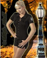 Short Police Jumpsuit With Snaps Black