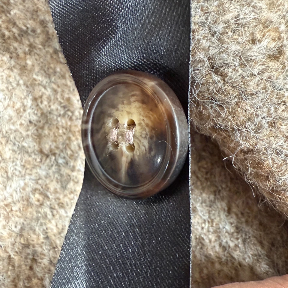 Topshop Suéter Chaleco Mujer Pequeño Mezcla de Lana Beige Tejido Suave Cuello en V Botón Foto 4 de 4