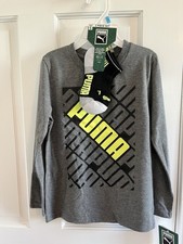 Puma Shirt Boys Size 5 Charcoal Heather Crewneck Tee  Sock Set Logo NWT