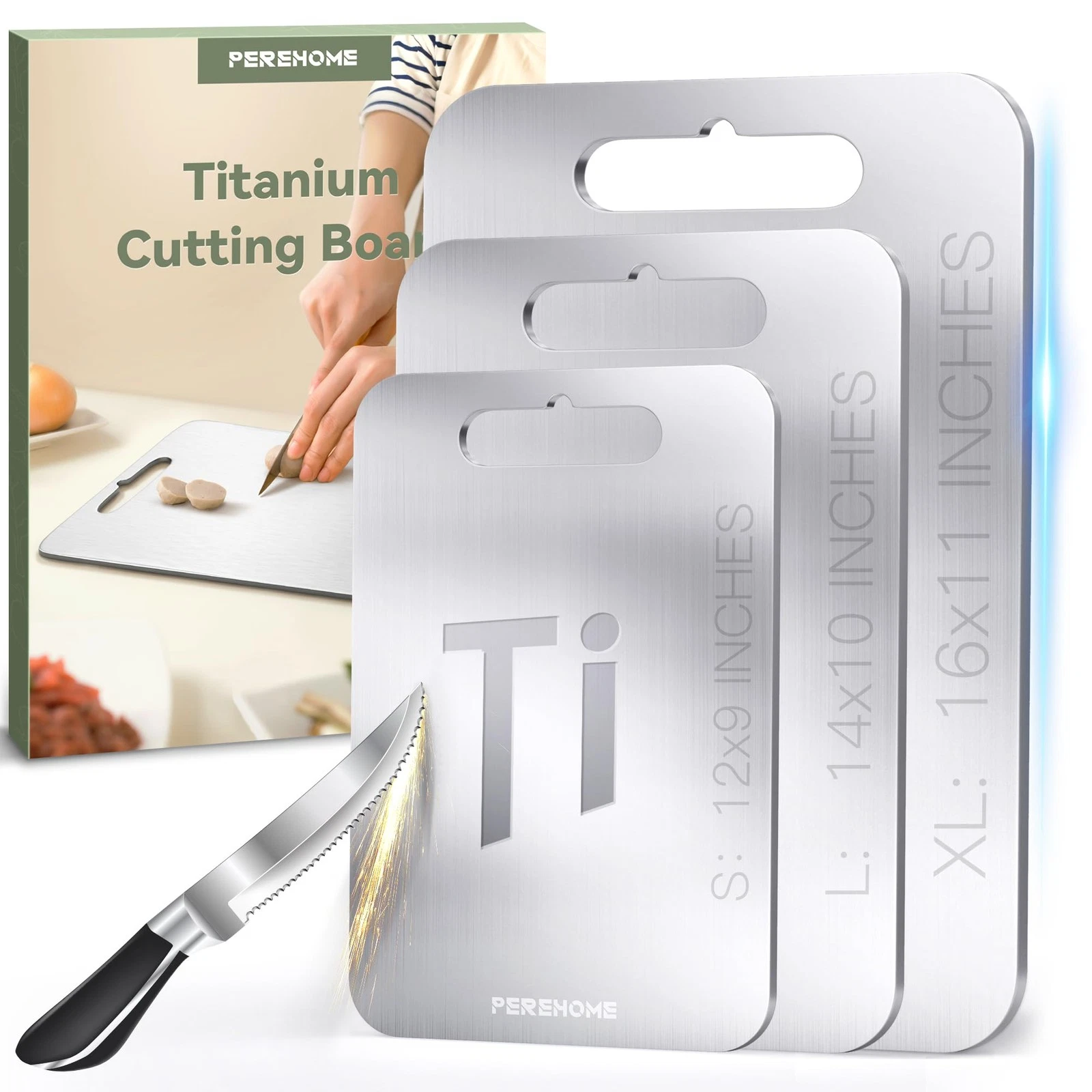 PEREHOME Titanium Double Sided Cutting Board, 3 Pieces, - Scratch & Dent