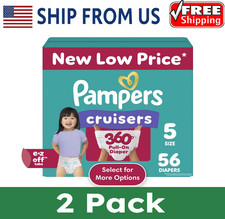  2PACK Pampers Cruisers 360 Baby Diapers 360 Size 5, 56 Count Select for More