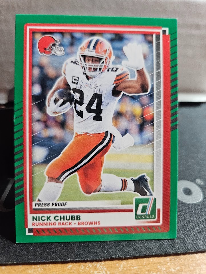 2025 Panini Donruss Press Proof Green Nick Chubb #258 Browns