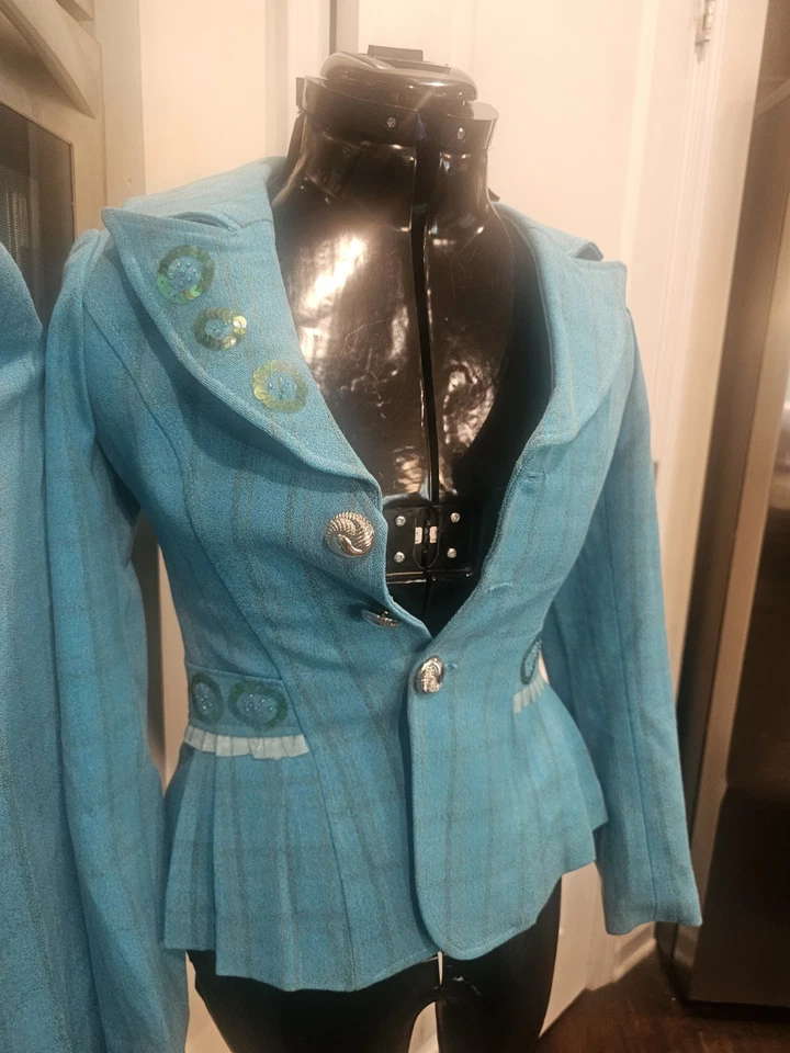 Trajes de mujer Petites Xs/pequeños vintage hechos a mano pierna ancha rosa, azul, marrón, verde Foto 3 de 4