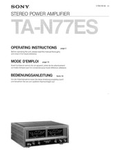 Sony TA-N77ES Amplifier Owners Instruction Manual