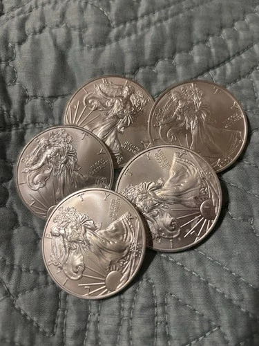 5 - 1 Ounce Uncirculated Silver Eagles Dated 2006-2011