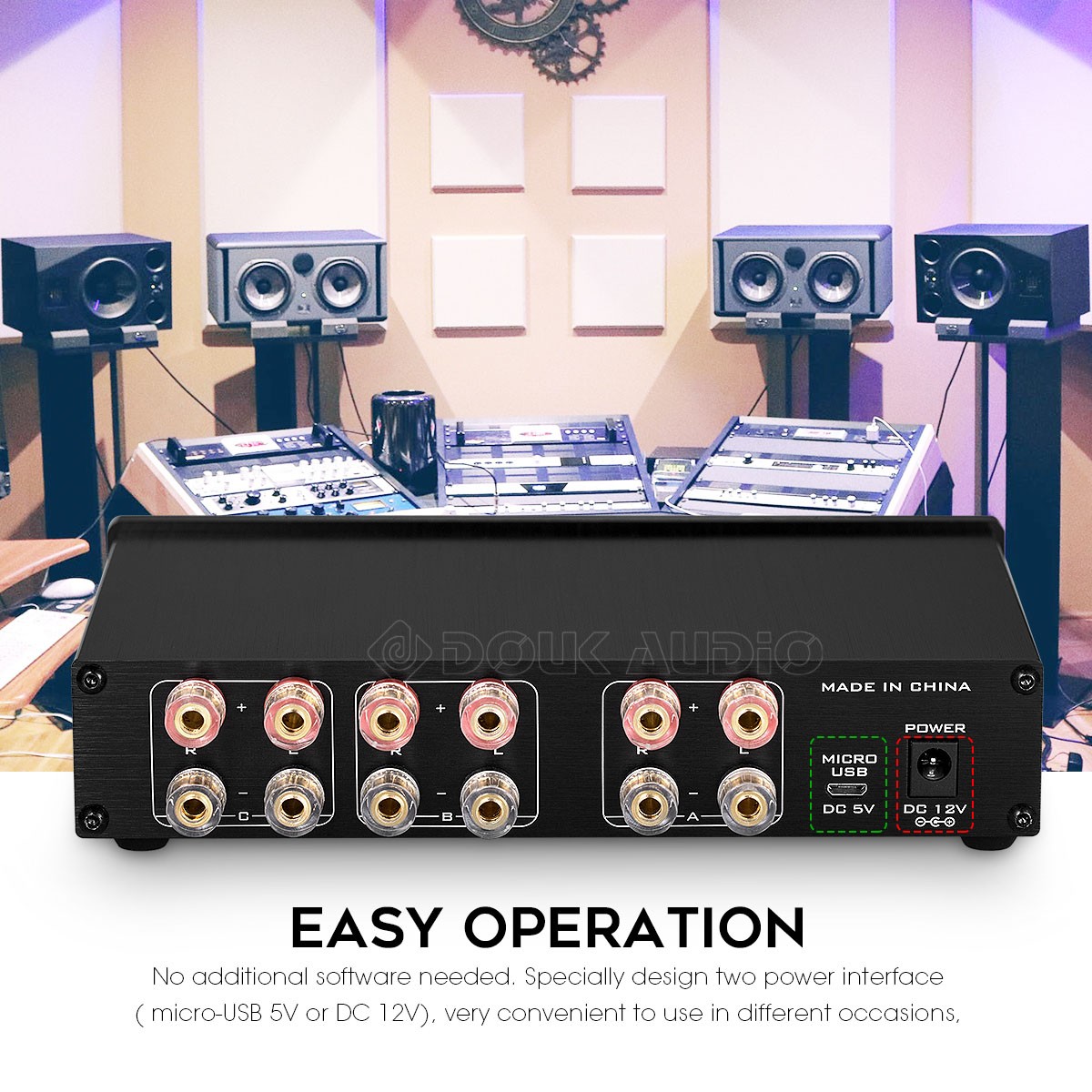 2-Way Stereo Audio A/B Spiltter Speaker Amplifier Switcher Box Selector Remote