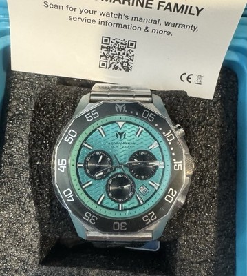 NEW TechnoMarine Mare Vivo Men's 44mm Chronograph Turquoise Dial SS 100m Watch