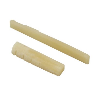Miwayer Acoustic Guitar Bridge Unbleached Bone 6 Strings Saddle and Nut Made ...