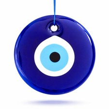 5" Glass Blue Evil Eye Wall Hanging Ornament - Evil Eye Decor - Turkish Handmade
