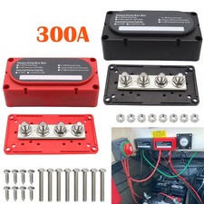 Power Distribution Block Heavy Duty Bus Bar Box M8*4 Terminal Studs 12V-48V 300A