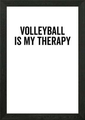 Gerahmtes Wandbild Volleyball ist meine Therapie Poster Leinwanddruck Bild