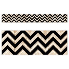CTP Core Decor Black and Wood Chevron EZ Border Bulletin Board Border 10979