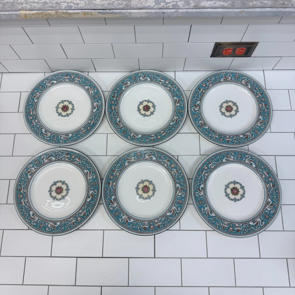Vajilla de porcelana de hueso turquesa florentina Wedgwood, servicio para 6 Foto 3 de 4