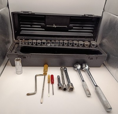 JC Penney - Penncraft Sockets & Ratchet Set With Tool Box. Good Condition.