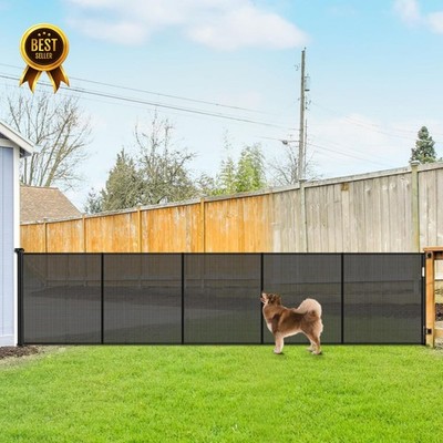 42'' Tall Retractable Dog Gate 155'' Extra Long Baby Gate Indoor Outdoor Black