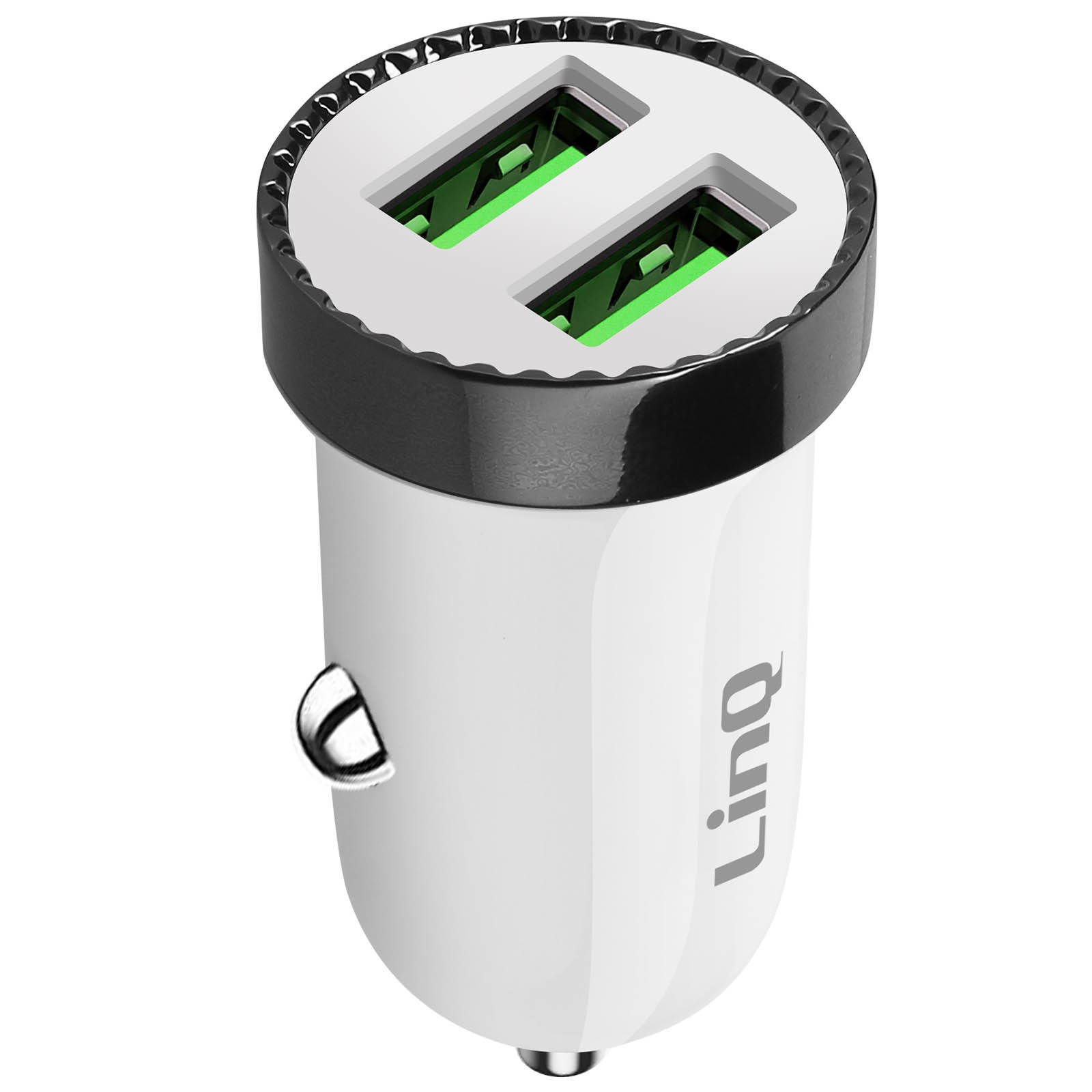 Chargeur allume-cigare LinQ 2.4A double port USB 12W blanc pour smartphone