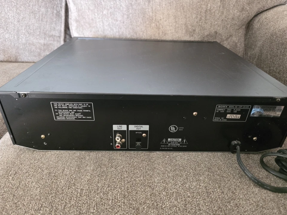 Cambiador de CD de 5 discos Sony CDP-CE335 probado y funcionando - sin control remoto ni cables AV Foto 4 de 4