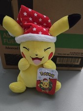Jazwares Pokemon Christmas Pikachu Christmas Plush Winter Red Hat With Stars NWT