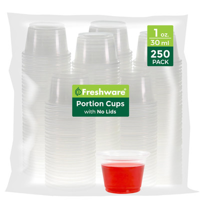 Freshware Plastic Portion Cups (No Lids) [1 Ounce, 250 Cup] Disposable...