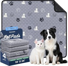 Washable Pee Pads for Dogs, 4 Pack Absorbent 18x24" Pack of 4 , Gray