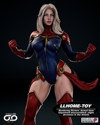 Superhero Captain girl 30cm Model Kit Unpainted 3d Print Unassembled GK Figure