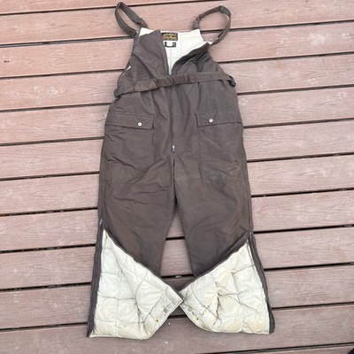 Vintage Eddie Bauer Mens Goose Down Insulated Overalls Snow Bibs 70s 80s Ski Zip
