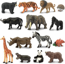 14PCS 1-2" Tiny Jungle Animal Figures Toy, Realistic Mini Jungle Zoo Animal Figu