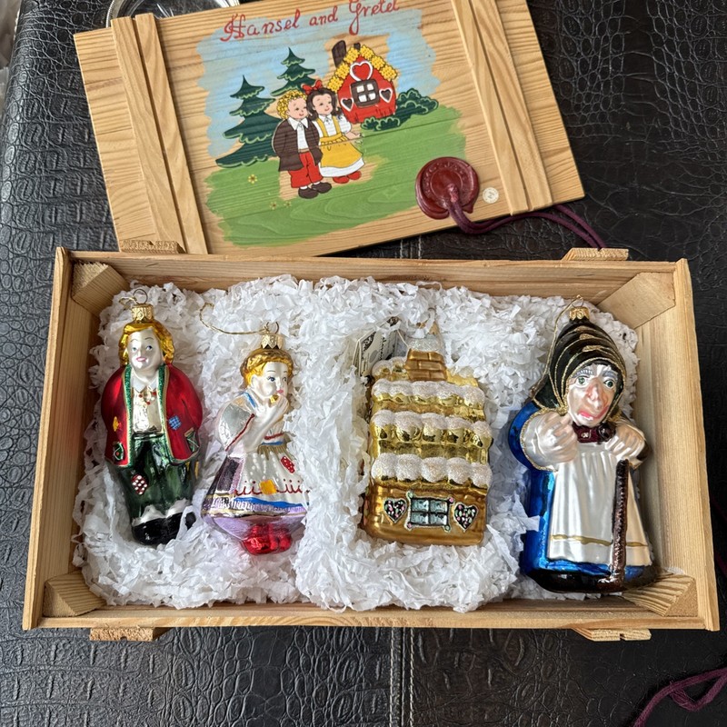 POLONAISE BY KOMOZJA HANSEL AND GRETEL GP538 HANDBLOWN GLASS ORNAMENTS BOXED SET
