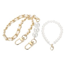 Purse Chain Strap, Replacement Strap with Phone Lanyard, 14 Inch, Gold  White