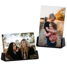 2 Pack Acrylic Picture Frames 8x10 with Translucent Black Base Stand, Framele...