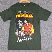 Michael Jackson King of Pop Graphic T-Shirt Green Short Sleeve Size Medium
